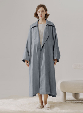 Nap Loungewear 2024年春季嘻哈复古风亚麻蝙蝠袖中长款风衣外套