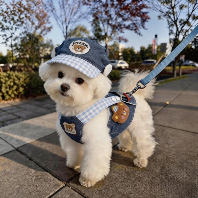 狗狗胸背萌宠卡通小熊牵引衣服小型犬猫咪胸背带牵引宠物牵引衣服