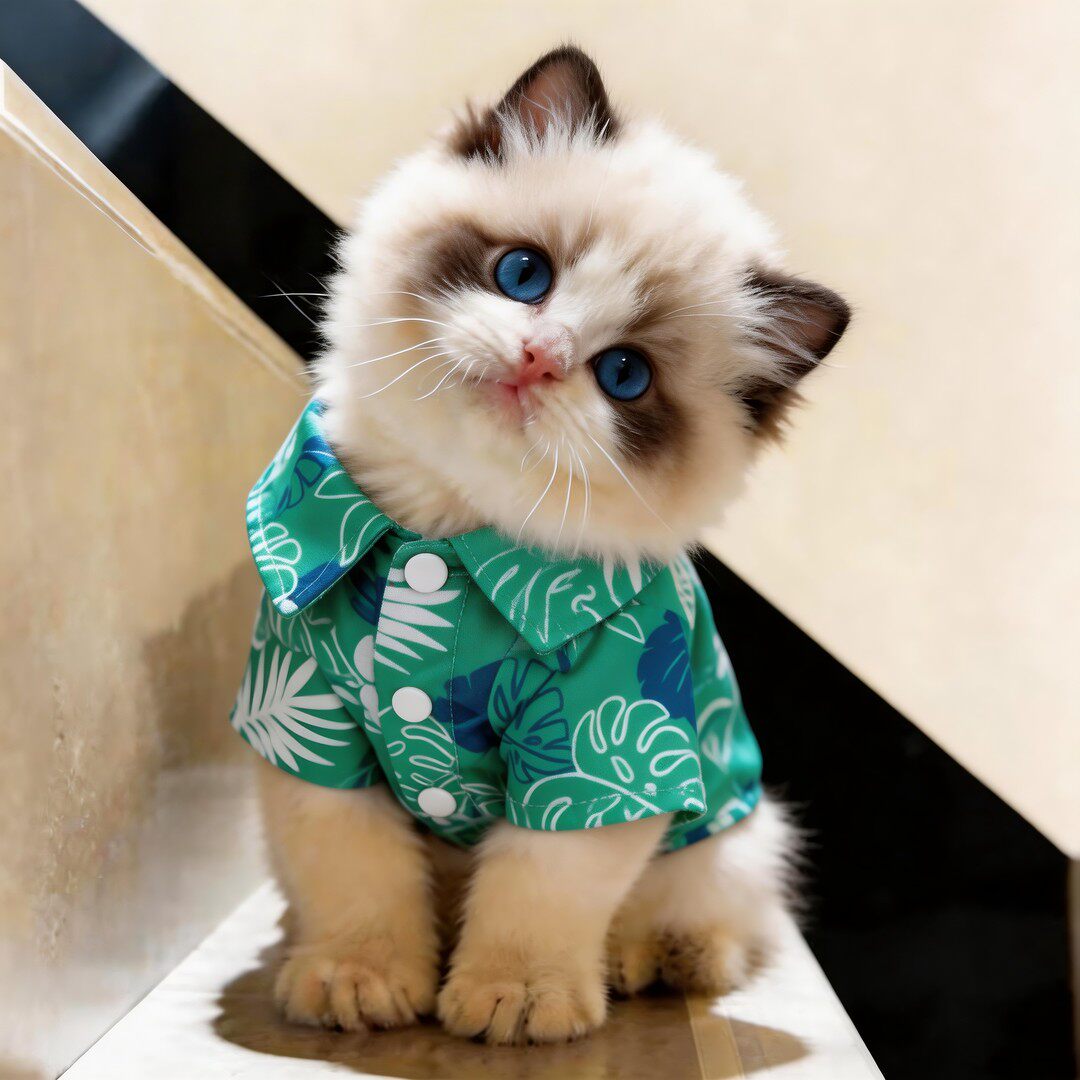 猫咪狗狗衣服春夏薄款透气沙滩风衬衫防掉毛德布偶英宠物小猫衣服