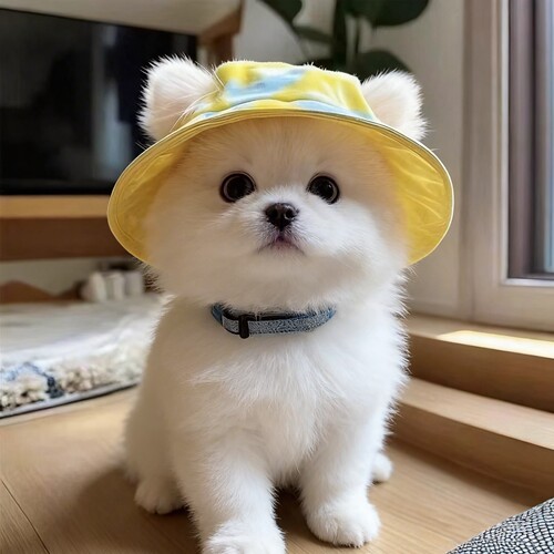 狗狗防晒帽泰迪比熊夏季渔夫帽狗狗帽子露耳朵小型犬专用外出遮阳