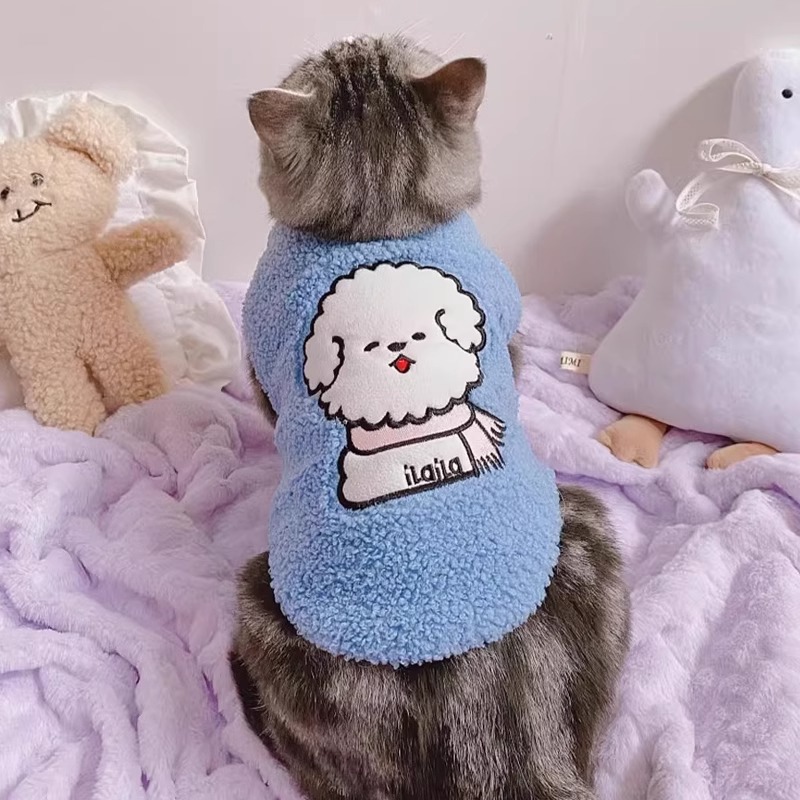 宠物猫咪衣服狗狗背心秋冬约克夏小鹿犬博美泰迪加厚加绒羊羔绒衣