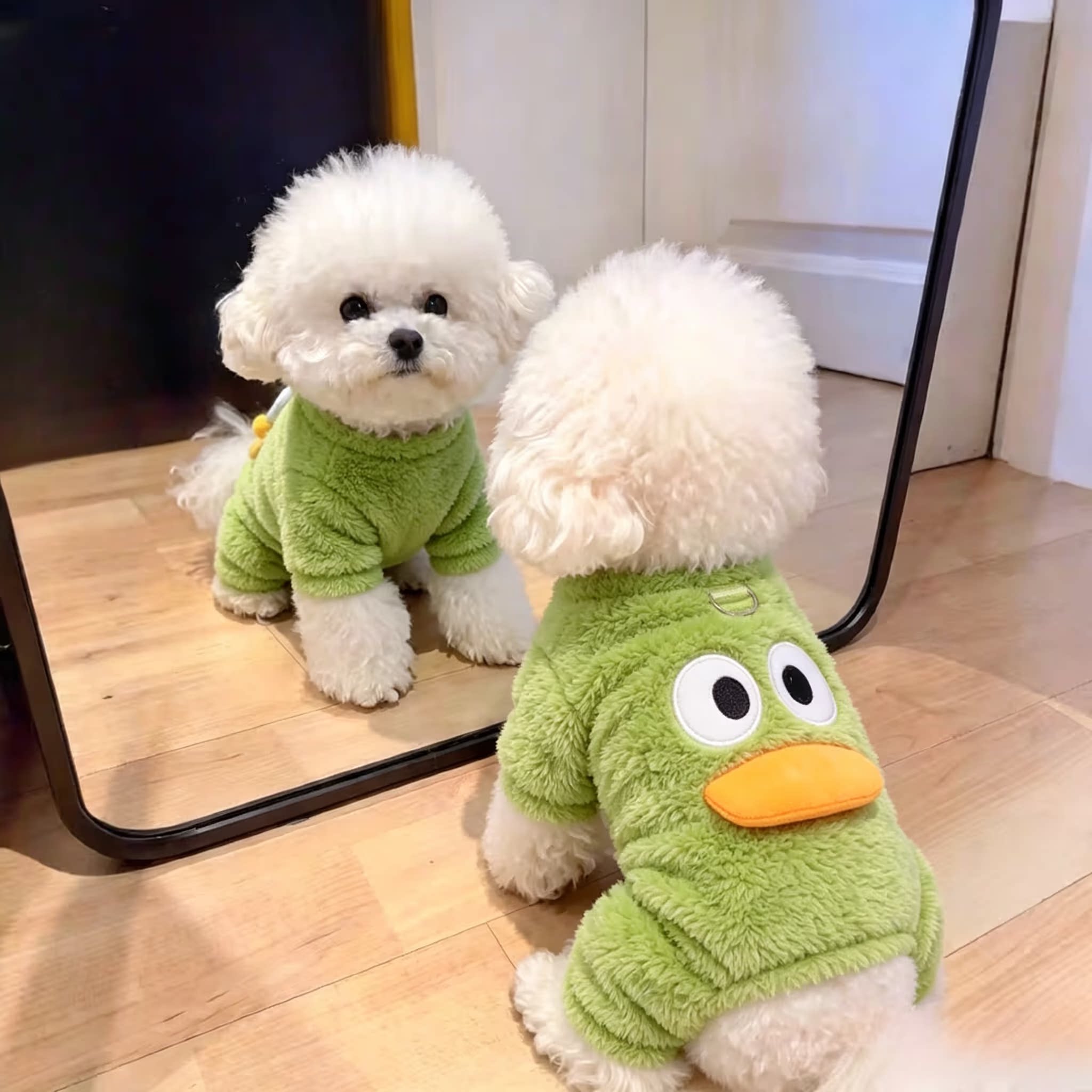 狗狗衣服秋冬装保暖绒衣泰迪比熊雪纳瑞小型幼犬宠物四脚衣可牵引