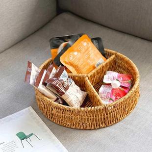 果盘家用零食收纳筐茶几盘轻奢塑料供盘婚宴分格托盘茶桌篮子日式