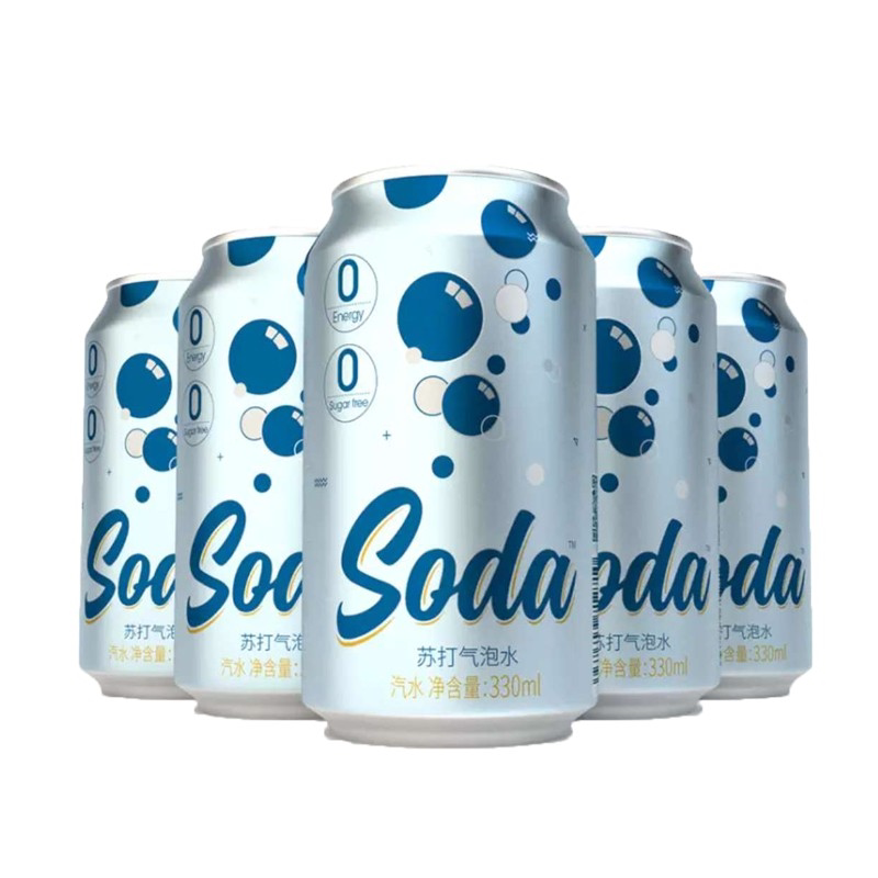 名仁苏打水气泡水便携6罐装无糖饮料0卡汽水苏打气泡水soda330ml