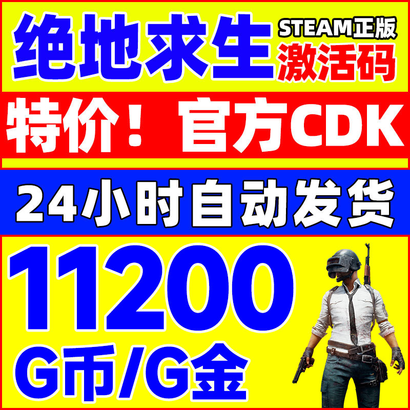 PUBG绝地求生g币11200G充值金币激活码CDK箱子套装服饰皮肤激活码