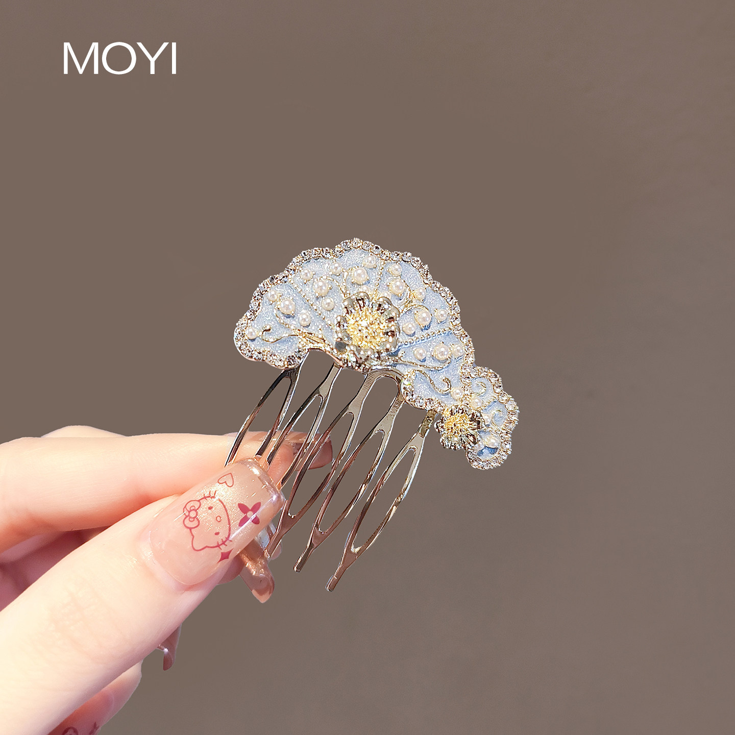 新中式复古扇面花朵发梳珍珠装饰公主头发饰高颅顶整理插梳头饰女,饰品/流行首饰/时尚饰品新,发饰,淘宝优惠券,粉丝福利购,淘宝优惠卷