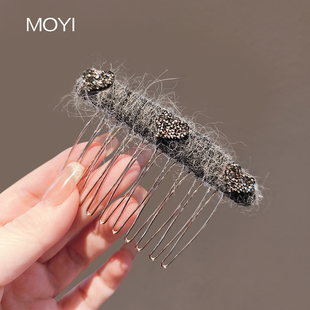 轻奢复古日韩秋冬毛呢爱心水钻金属插梳发夹毛绒发簪气质百搭头饰