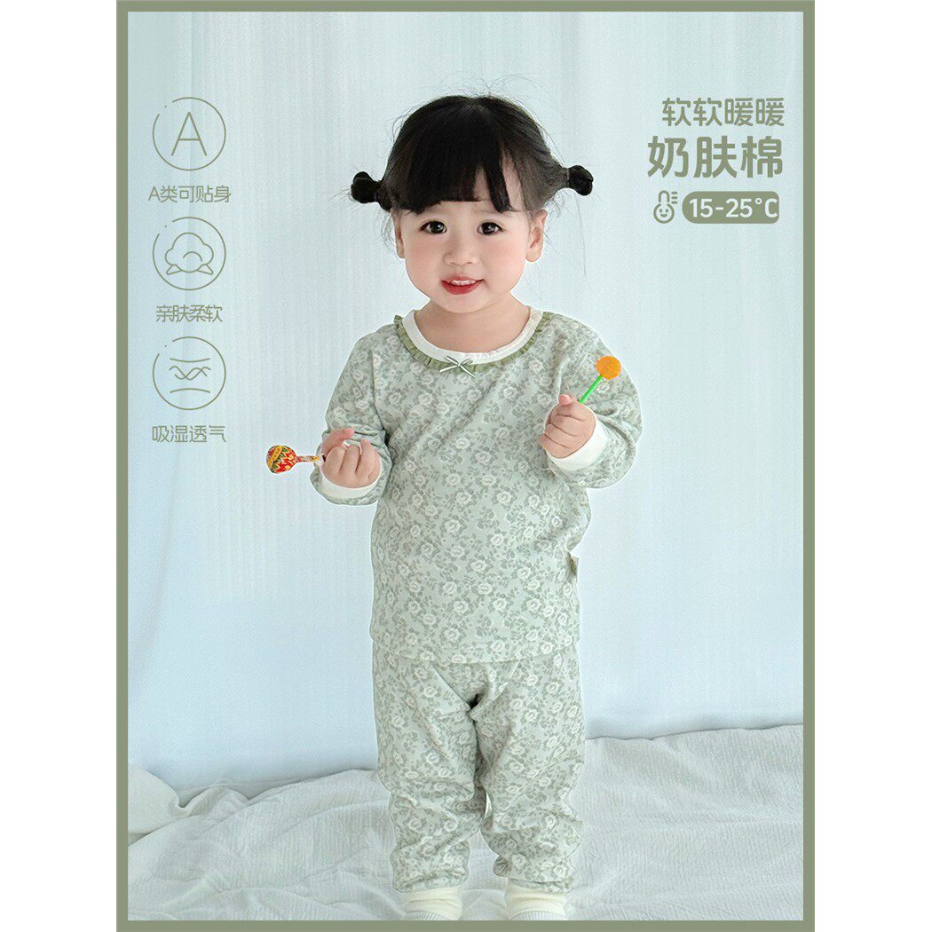 女童秋衣秋裤纯棉a类中小