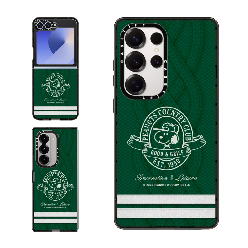 现货CASETiFY联名史努比乡村俱乐部绿色针织毛衣适用三星S24/S25 Ultra手机壳Z Flip 6/Z Fold 5限量款卡通套