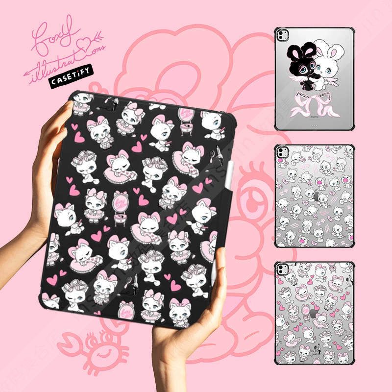 CASETiFY可爱大眼兔子foxy illustrations适用苹果iPad Pro 11/13/12.9寸平板电脑保护套Air第5/6/7代翻盖壳