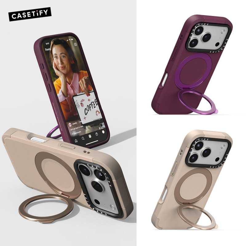 CASETiFY雾感支架手机壳360度旋转折叠适用苹果iPhone17promax磁吸保护套17pro全包防摔air简约商务磨砂面壳