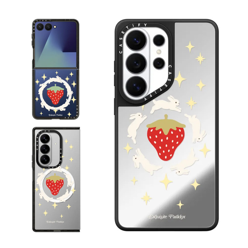现货CASETiFY围着浆果的小兔子适用于三星S26/S25 Ultra手机壳Z Flip7/Z Fold 6/5复古童趣可爱防摔保护套s24