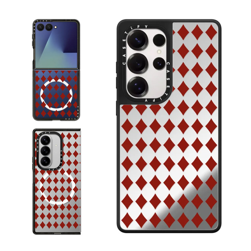 现货CASETiFY红色方格适用三星S24/S25 Ultra手机壳Z Flip7/Z Fold 6/5时尚潮牌小众高级感全包防摔保护套s23