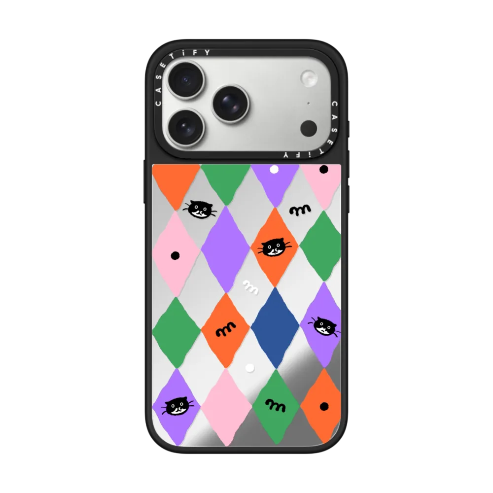 现货CASETiFY彩色棱形黑猫适用苹果iPhone17 Pro Max磁吸手机壳16/15/14趣味猫咪12可爱mo式印花防摔保护套12