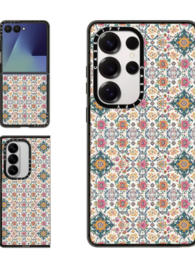 现货CASETiFY波斯花卉艺术黄色适用于三星S24/S25 Ultra手机壳Z Flip7/Z Fold 6/5波西米亚碎花防摔保护套s23
