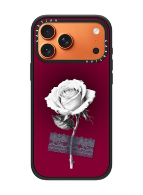 现货CASETiFY带蕾丝的白色玫瑰酒红底适用苹果iPhone17 Pro Max手机壳16/15/14磁吸13时尚小众高级感保护套12