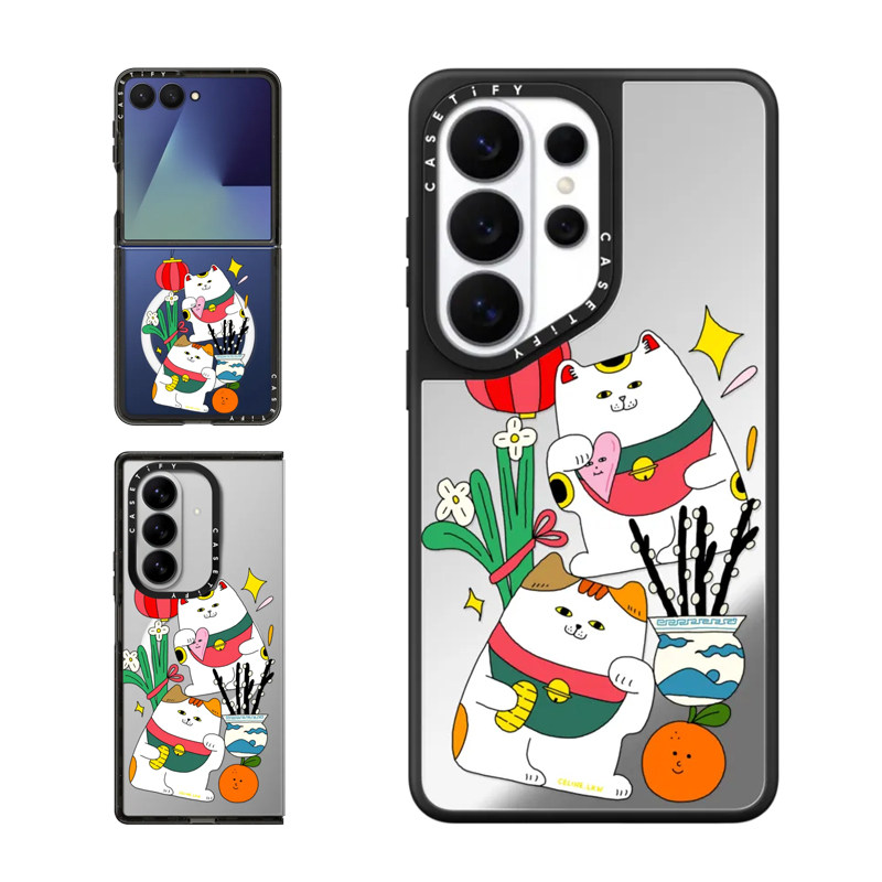 现货CASETiFY幸运猫适用三星S25/S26 Ultra手机壳Z Flip7/Z Fold 6/5小众趣味插画艺术卡通可爱防摔保护套s24