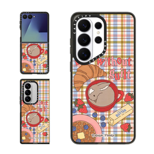 现货CASETiFY困倦的早餐兔适用于三星S25/S26 Ultra手机壳Z Flip7/Z Fold 6/5复古童趣彩色格纹防摔保护套s24