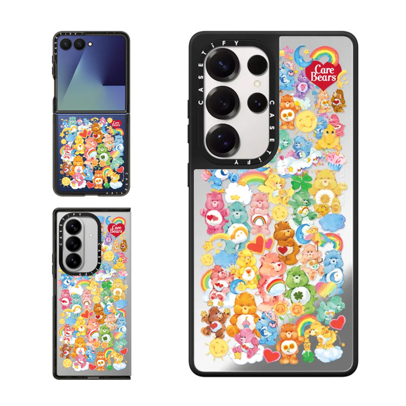 现货CASETiFY联名Care Bears爱心小熊怀旧贴纸适用三星S24/S25 Ultra手机壳Z Flip 7/Z Fold 6萌系限量保护套