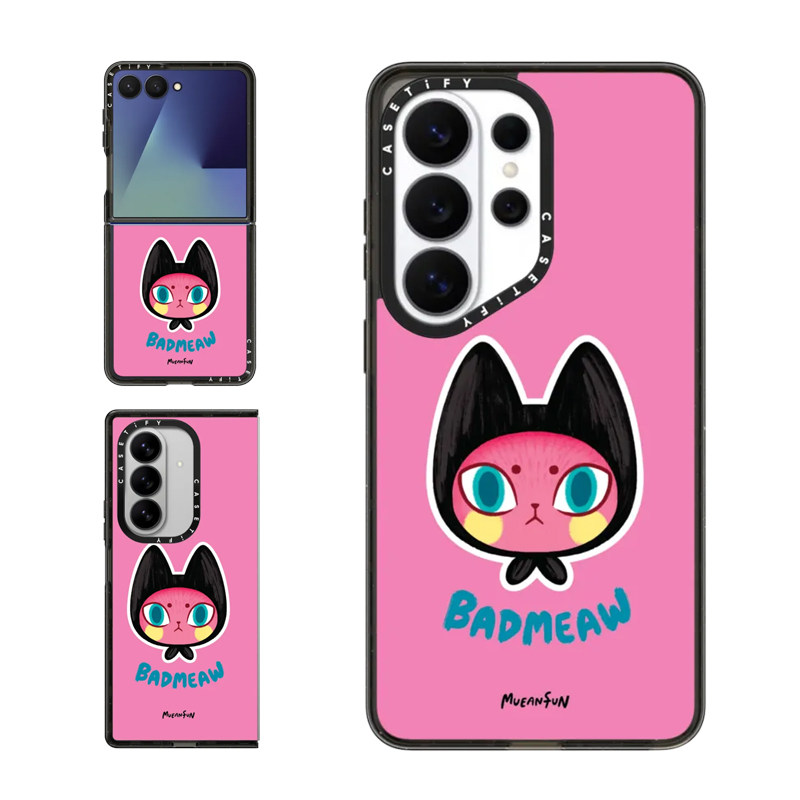 现货CASETiFY粉色快乐脸适用三星S25/S26 Ultra手机壳Z Flip7/Z Fold 6/5小众趣味搞怪卡通可爱防摔保护套s24