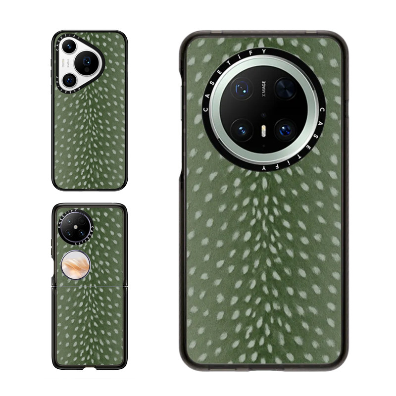 现货CASETiFY绿色动物鹿纹适用华为Pura 80 Pro手机壳Ultra/Pocket 2折叠Mate60/70Pro+时尚自然高级感保护套