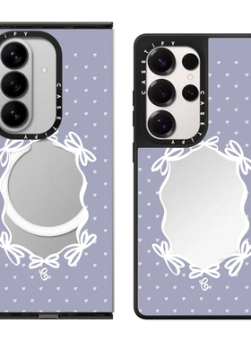 现货CASETiFY镜子丝带蝴蝶结适用三星S24/S25 Ultra手机壳Z Flip7/Z Fold 6/5优雅紫色气质名媛防摔保护套s23