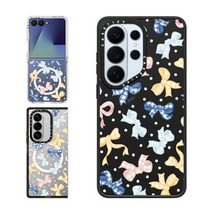 现货CASETiFY格纹蝴蝶结适用三星S25/S26 Ultra手机壳Z Flip7/Z Fold 6/5复古圆点印花小众轻奢趣味保护套s24