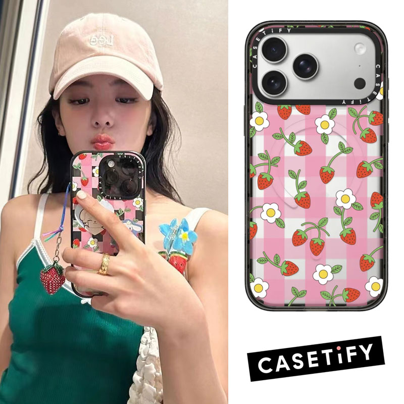 CASETiFY草莓格子花纹小众手机壳