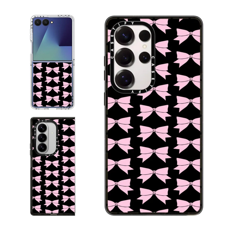 现货CASETiFY粉色蝴蝶结适用于三星S24/S25 Ultra手机壳Z Flip7/Z Fold 6/5甜美小众轻奢ins风防摔保护套s23