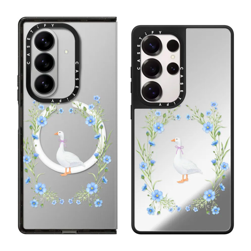 现货CASETiFY小鸭花园适用于三星S24/S25 Ultra手机壳Z Flip7/Z Fold 6/5小众趣味可爱轻奢透明防摔保护套s23