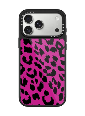 现货CASETiFY玫红底黑色豹纹适用苹果iPhone17 pro max磁吸手机壳16/15/14个性潮流air甜酷辣妹防摔保护套13