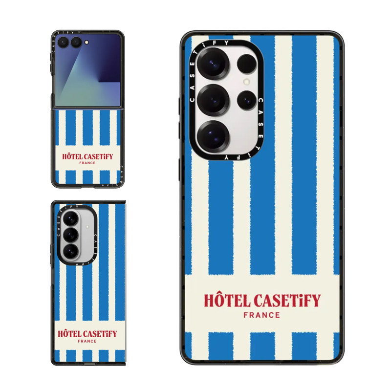 现货CASETiFY度假风蓝色毛巾条纹适用于三星S24/S25 Ultra手机壳Z Flip 7/Z Fold 6/5时尚独特ins风保护套s23