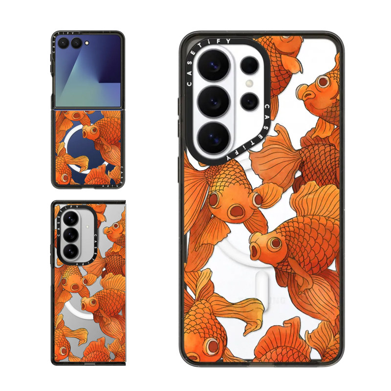 现货CASETiFY金鱼适用于三星S25/S26 Ultra手机壳Z Flip7/Z Fold 6/5创意小众插画艺术高端透明防摔保护套s24