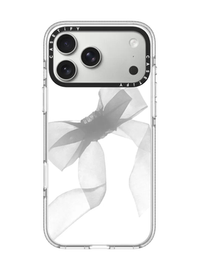 现货CASETiFY白色底灰色欧根纱蝴蝶结适用于苹果iPhone17 pro max磁吸手机壳16/15/14时尚13全包防摔保护套12