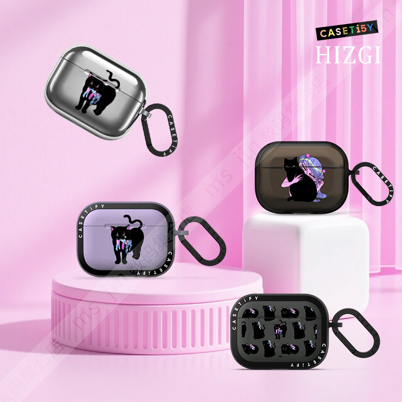 CASETiFY艺术家联名HIZGI灵动黑色猫咪适用苹果Airpods pro 2/3代无线蓝牙耳机保护套Airpods 3/4代防摔软壳