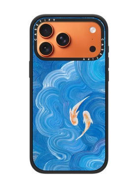 现货CASETiFY两只小锦鲤适用苹果iPhone17 Pro Max磁吸手机壳16/15/14个性潮牌13蓝色油画风air防摔保护套12