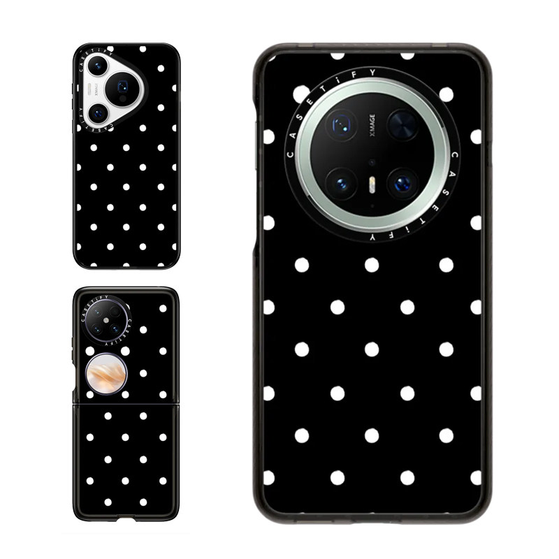 现货CASETiFY黑底经典波点圆点适用华为Pura 80 Pro手机壳Ultra/Pocket 2折叠Mate60/70Pro+个性pura x保护套