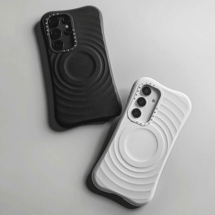 CASETiFY时尚波漾适用三星S24 Ultra手机壳S24+兼容Magsafe磁吸白色黑色波浪液体硅胶简约潮牌高端防摔保护套