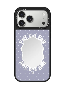 现货CASETiFY镜子丝带蝴蝶结适用苹果iPhone17 pro max磁吸手机壳16/15/14优雅紫色13气质名媛防摔保护套air