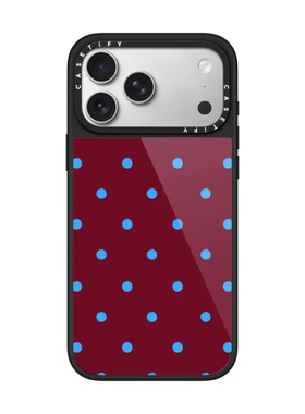 现货CASETiFY酒红底蓝色圆点适用于苹果iPhone17 pro max磁吸手机壳16/15/14复古潮流13小众波点防摔保护套12