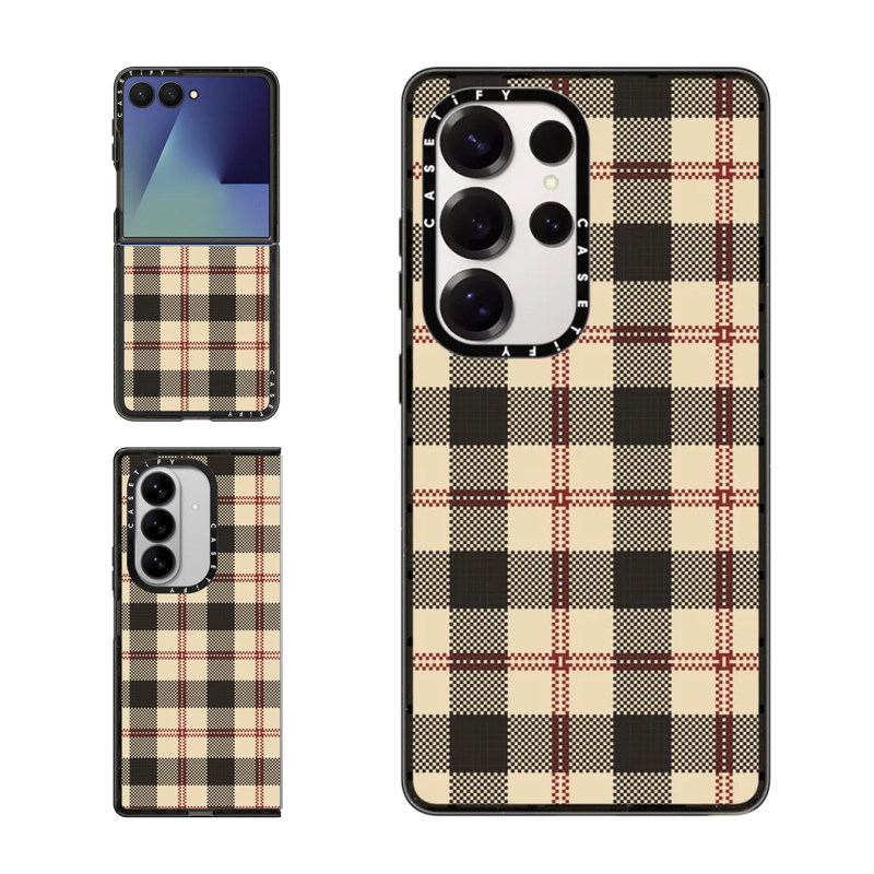 现货CASETiFY经典世家格纹适用三星S24/S25 Ultra手机壳Z Flip7/Z Fold 6/5创意复古小众轻奢华防摔保护套s23