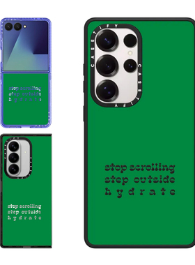 现货CASETiFY推门见天地绿色励志语录适用三星S24/S25 Ultra手机壳Z Flip6/Z Fold 5/5时尚小众轻奢保护套s23