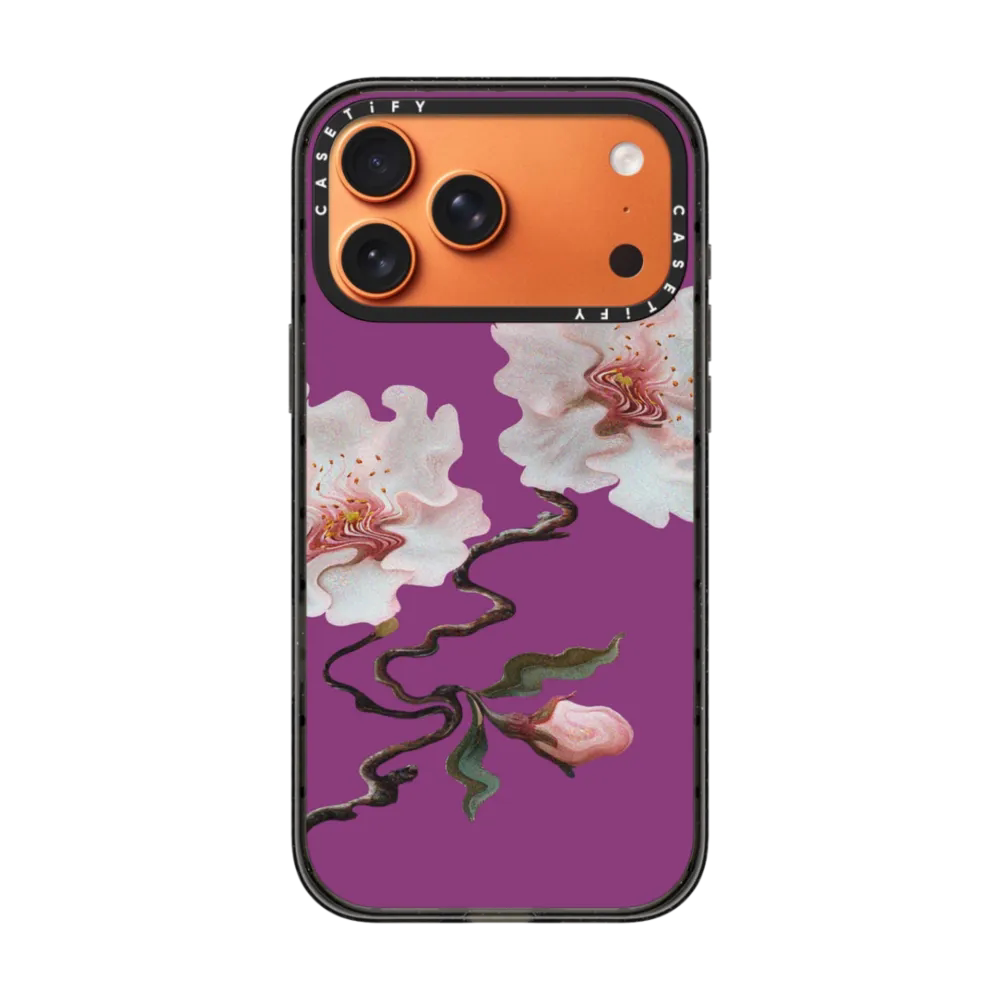 现货CASETiFY绛紫色对影樱花适用于苹果iPhone17 pro max磁吸手机壳16/15/14复古时尚奢华13全包防摔保护套12
