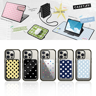 现货CASETiFY返校日经典圆点学院风MagSafe磁吸卡包手机支架指环