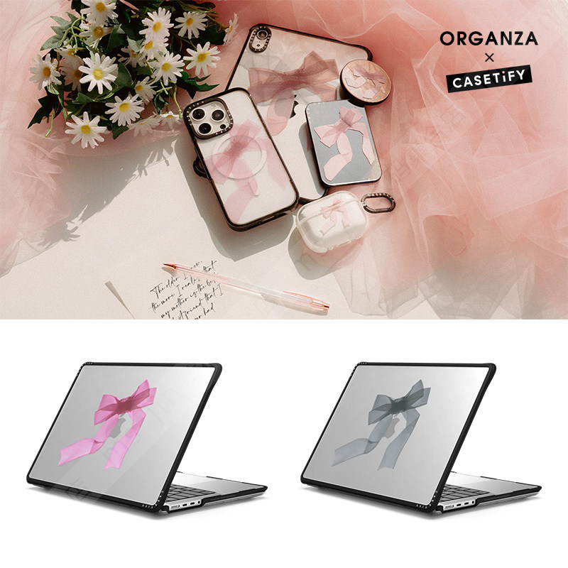 CASETiFY时尚潮牌欧根纱蝴蝶结适用于苹果MacBook Pro 13/14/15/16寸电脑笔记本保护壳Air防摔套2022-2025款