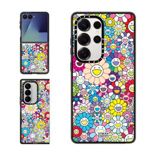 现货CASETiFY联名村上隆太阳花朵盛开彩虹定制写字适用三星S24/S25 Ultra手机壳Z Flip 7/Z Fold 6潮流保护套