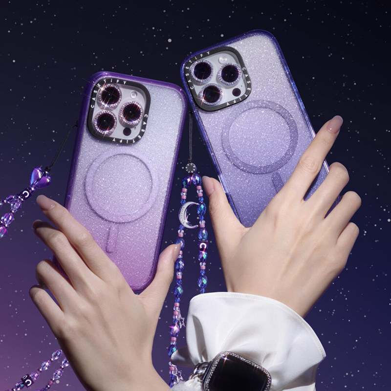 CASETiFY闪亮渐变星钻紫色蓝色适用于苹果iPhone16 pro max磁吸手机壳15时尚小众高级感净版定制/可写名字套