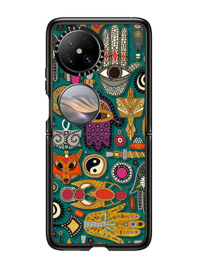现货CASETiFY复古绿色图腾适用华为Pocket 2/mate60 pro手机壳个性潮牌pro+小众艺术家轻奢全包防摔保护套ins