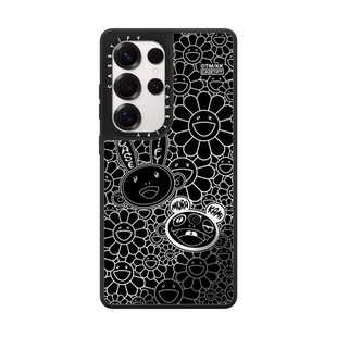 S25 現(xiàn)貨CASETiFY聯(lián)名村上隆KAIKAI KIKI花朵盛開黑色適用三星S24 Ultra手機(jī)殼限量款 AND 藝術(shù)雙生之美保護(hù)套