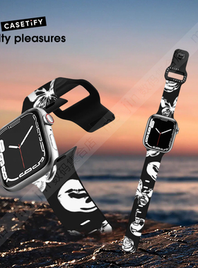 CASETiFY黑色蝴蝶樱桃玫瑰适用苹果Apple Watch手表腕带S10/9 se